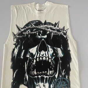 Lost Hills sleeveless tee Mens Medium White Graphic Cotton Streetwear Skull